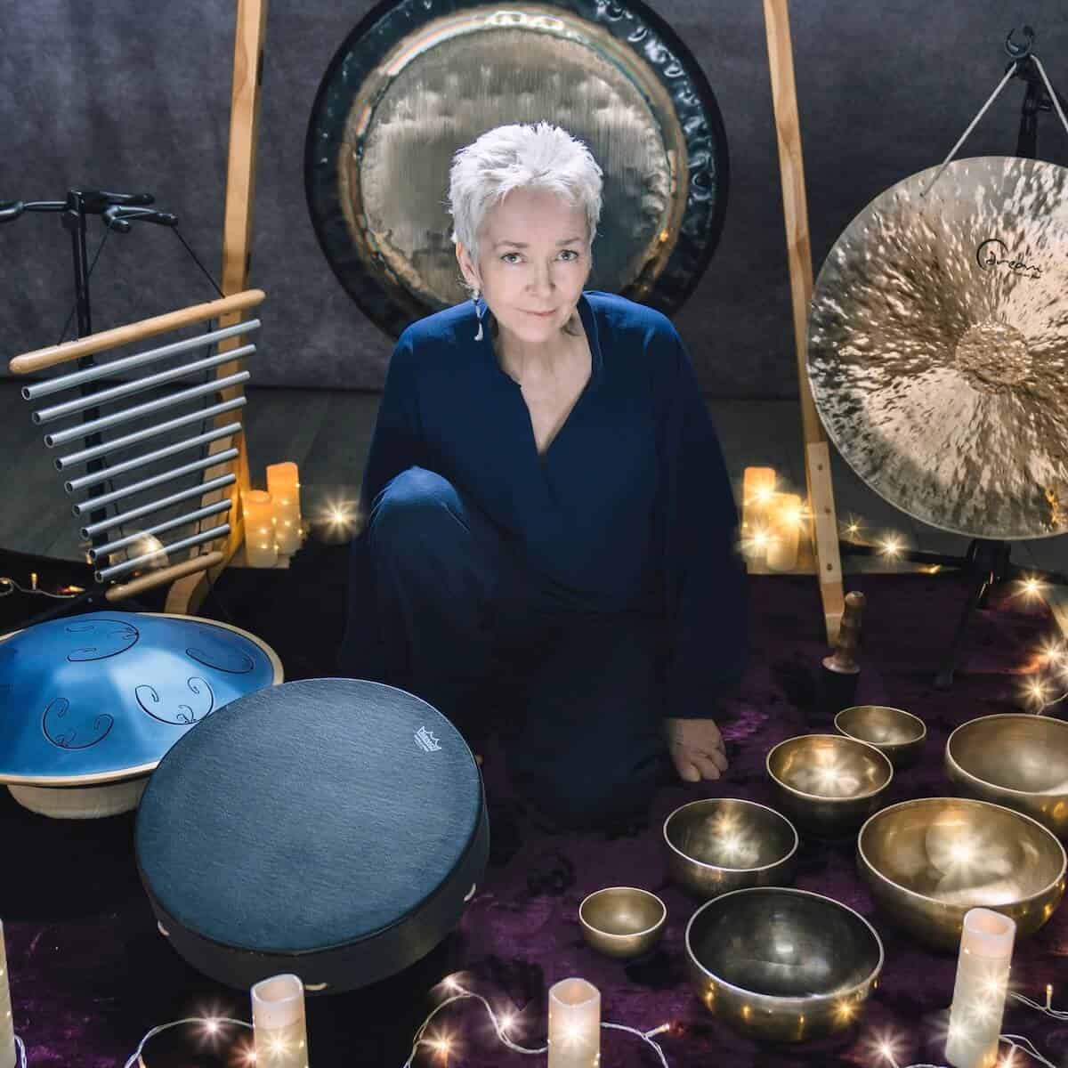 Soundbath – Sarah Westwood, Primal Sound Sarah Westwood leading a soundbath with gongs, singing bowls and shamanic drums.